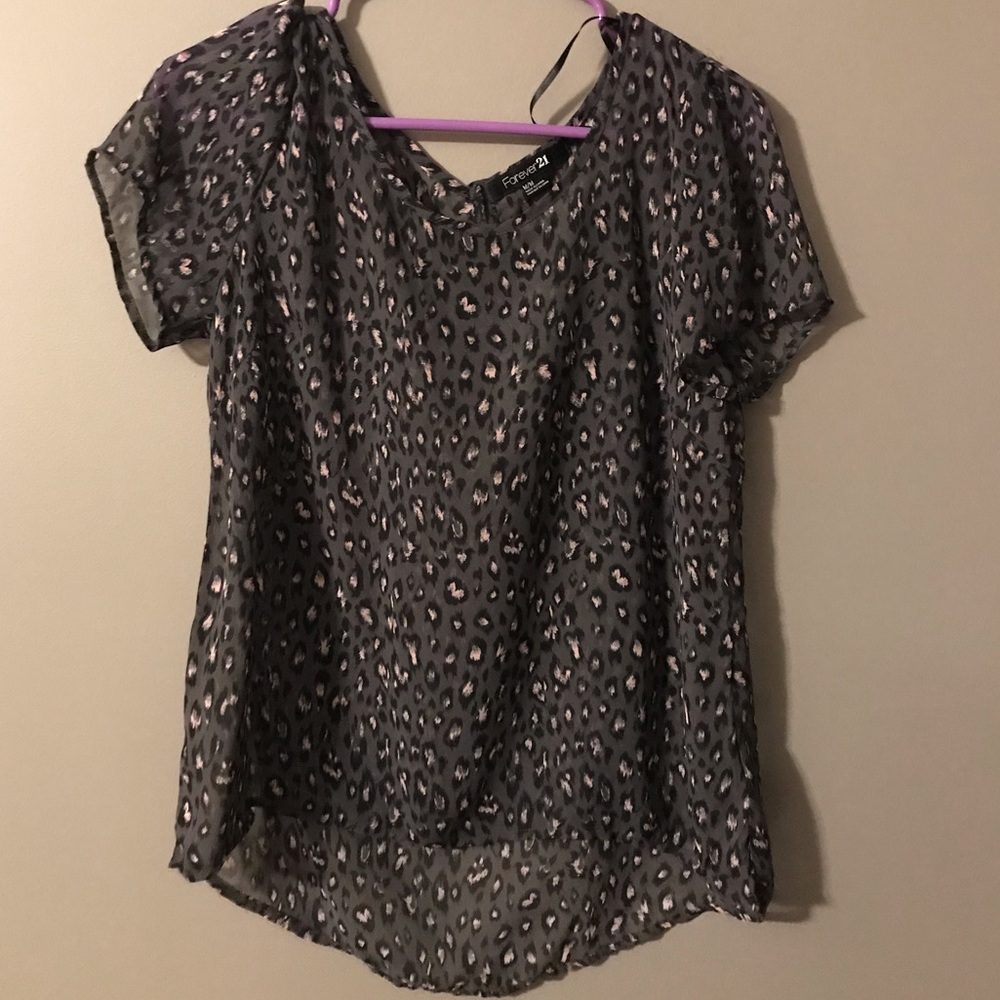 Animal print sheer blouse